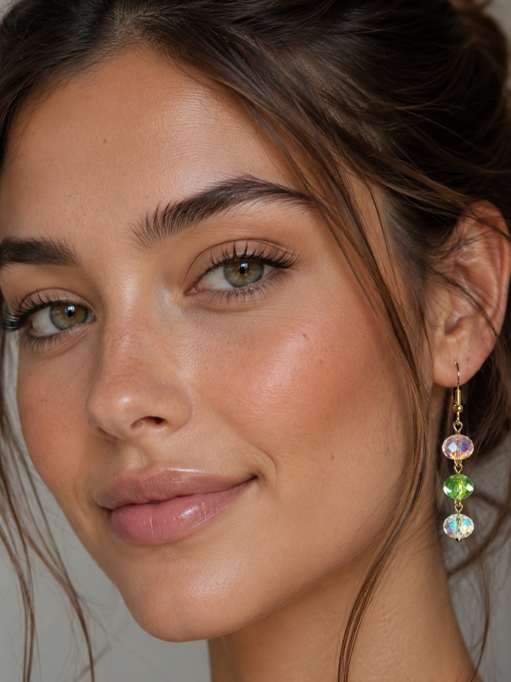 Gold-Finish Green & Iridescent Crystal Drop Earrings